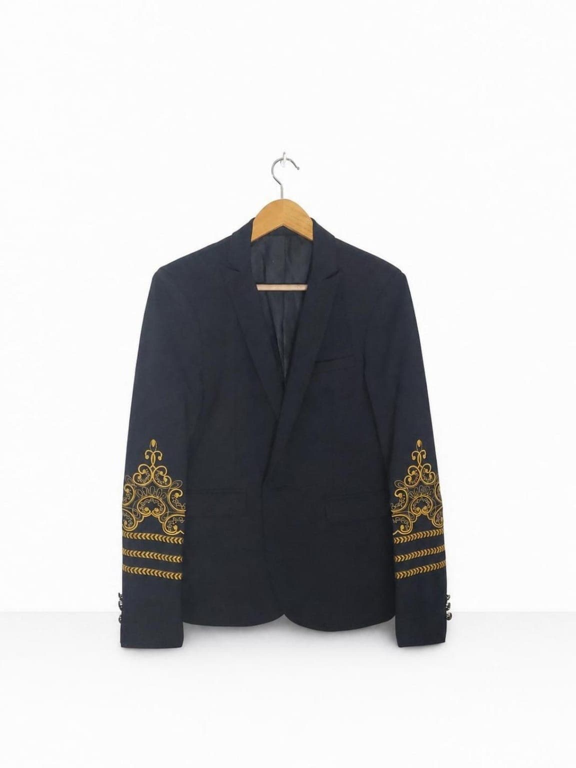 Seller-ready embroidered suit jacket product image created with Portrait Drop